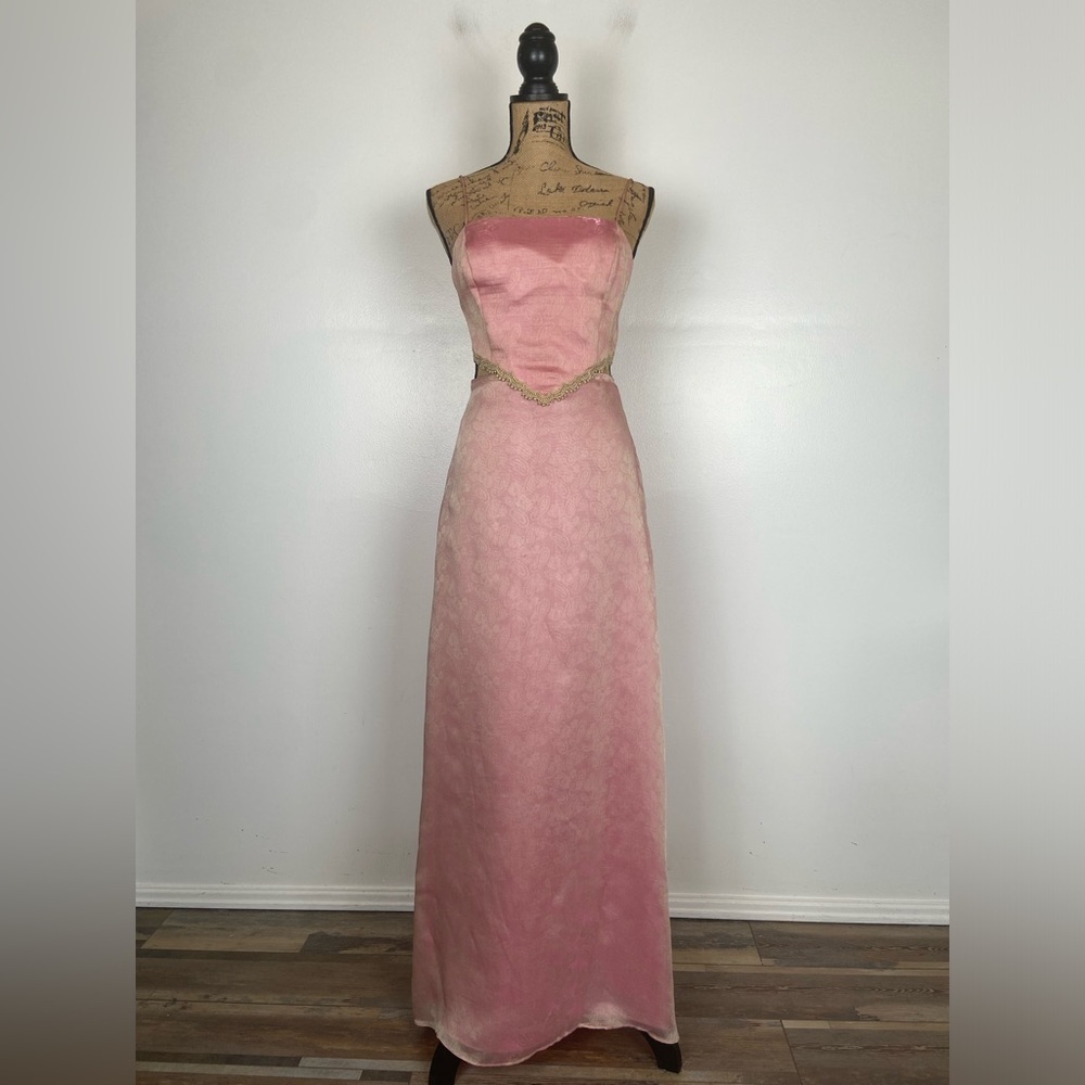 Dave & Johnny Y2K Prom Dress Corset Size 4 Pink Barbiecore Fairy Whimsy Paisley